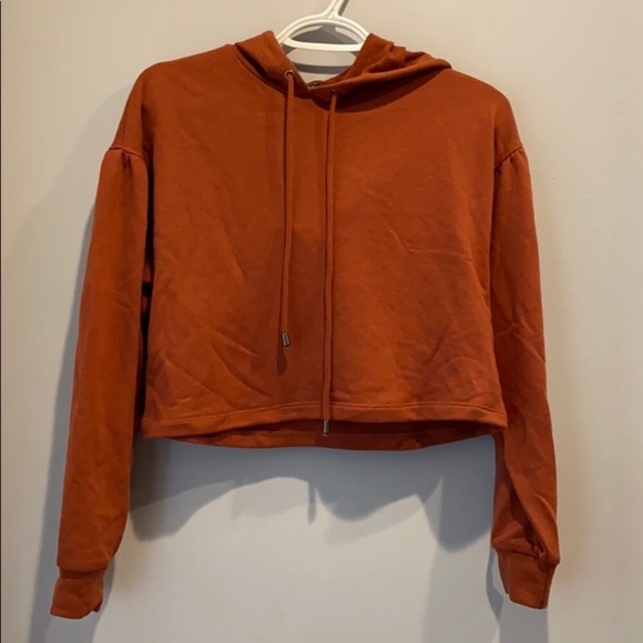wild fable Tops - NWT Rust Cropped Hoodie Sweatshirt
